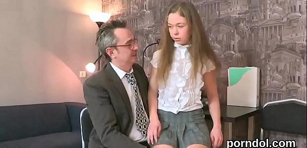  Kissable schoolgirl was seduced and pounded by her older teacher